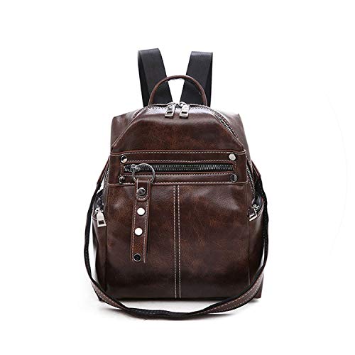 Vintage PU Leather Shoulder Bag Simple Casual School Bookbag Female Solid Retro Backpack