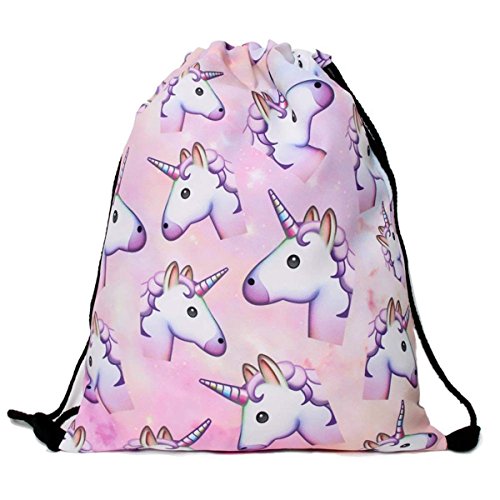 Men’s Women’s Print Shoulder Drawstring Bag Backpack String Bags School Rucksack Gym Handbag (animals,foods)17″x14″