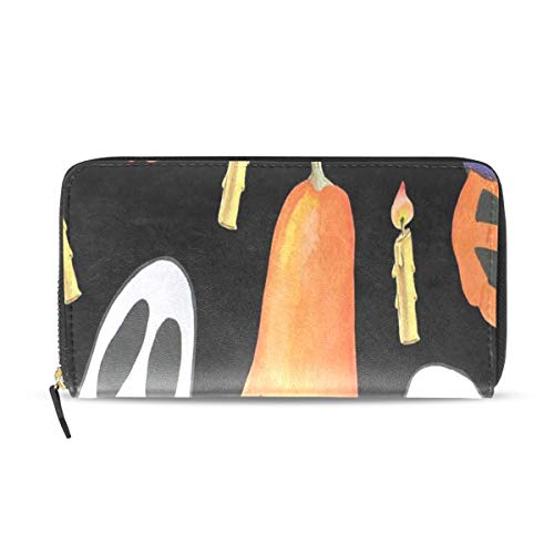 Womens Wallets Painting Halloween Ghost Pumpkin Leather Passport Wallet Coin Purse Girls Handbags