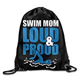Swim Mom Loud And Proud Drawstring Backpack Bag Beam Mouth School Travel Backpack Shoulder Bags For Men/Women