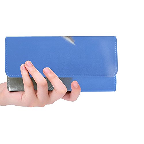 Unique Custom Cat Head Sky Blue Women Trifold Wallet Long Purse Credit Card Holder Case Handbag