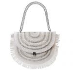 Eric Javits Luxury Fashion Designer Women's Handbag - Tiki Pouch - White/Silver