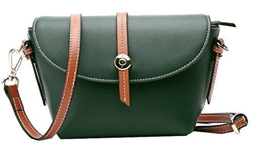 Heshe Womens Leather Handbags Small Shoulder Bags Cross Body Bag Ladies Purse (Dark Green)