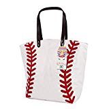 YIQIGO Baseball Bag Handbag for Woman Shopping Bag Travel Bag Canvas Casual Bag with Polyester Linning Sports Bag (Off White)