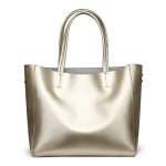 Anynow Luxurious Women's Real Leather Handbag Fashion Cowhide Shoulder Bag Ladies Tote Bag(Gold)