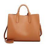 Heshe Faux Leather Women Handbags Tote Bag Top Handle Bag Shoulder Handbag Ladies Designer Satchel Purse Crossbody Bag (Brown)