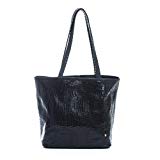 Gaspy Tracy Women's Tote Handbag - Handmade from 100 Percent Genuine Cow Leather (Black - Anaconda Pattern)