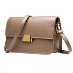 Heshe Women's Leather Small Shoulder Bags Ladies Designer Purse Cross Body Bag Fashion Flap Handbags Satchel (Khaki)
