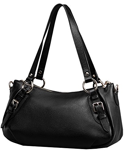 Heshe Vintage Leather Handbags Shoulder Bag Top Handle Purse Cross Body Fashion Bags Satchel for Women and Lady (Black)