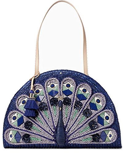 Kate Spade Full Plume Straw Peacock Shoulder Tote Bag Womens Handbag