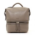Grey Backpack Purse For Women Convertible Elephant Gray Genuine Pebble Leather Backpacks Crossbody Bag Stylish Over the Shoulder Purses and Handbags Fashionable Designer Bags Front Zipper Pockets